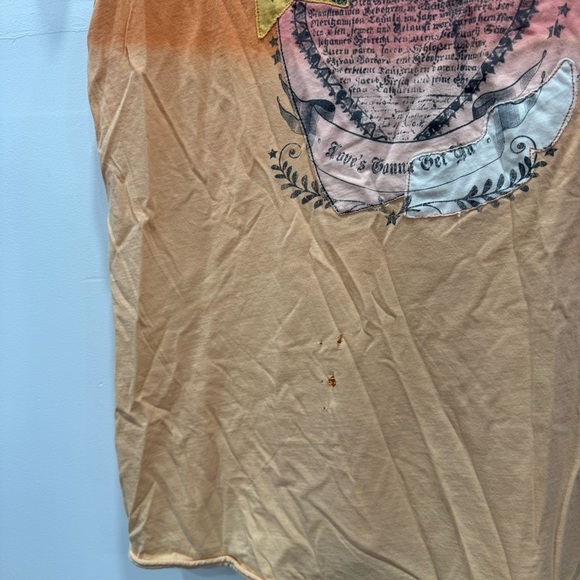 Vintage Y2K Old Navy Orange Heart Printed Tee XXL - Picture 3 of 8